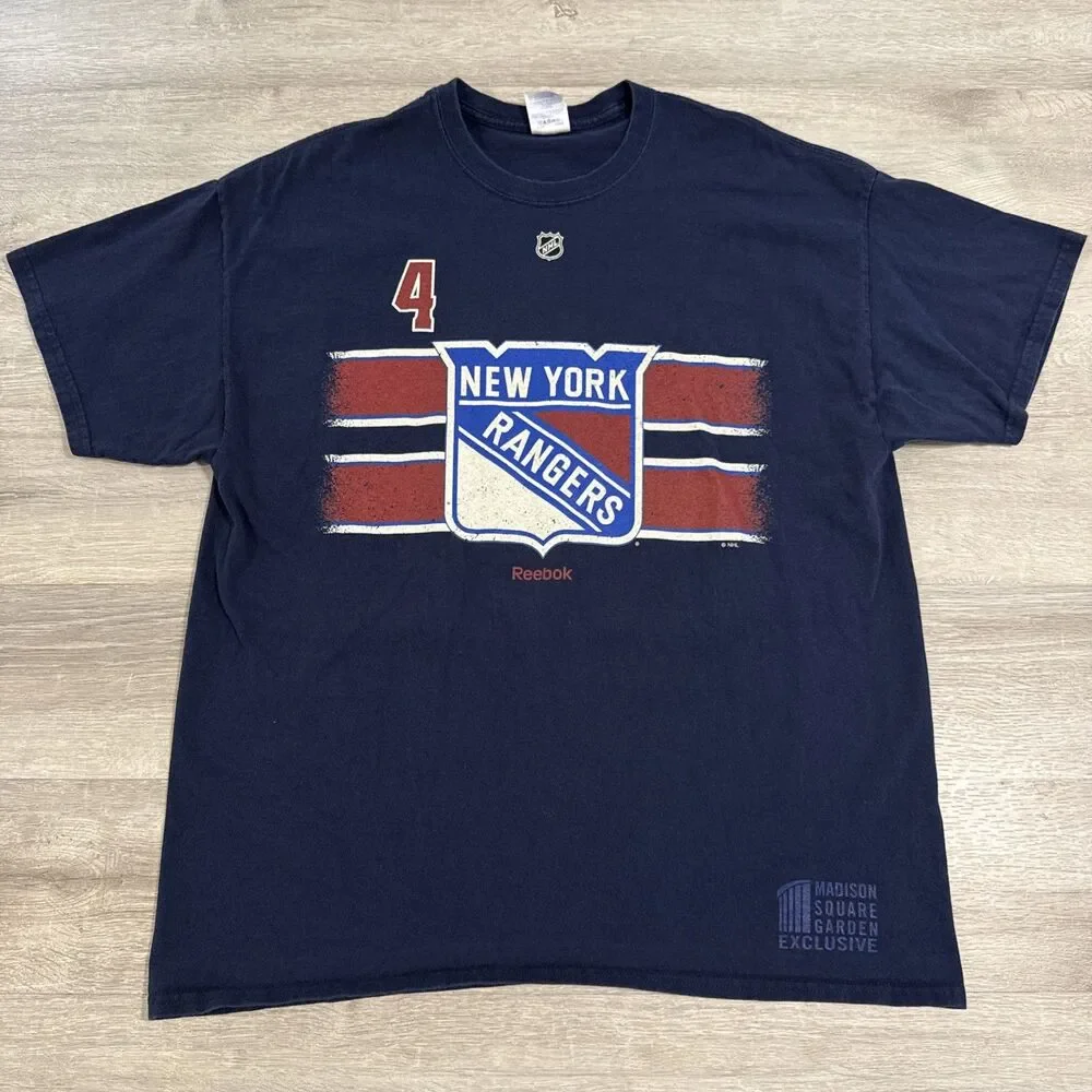 Michael Del Zotto Shirt New York Rangers NHL Reebok MSG Exclusive Men’s Blue XL